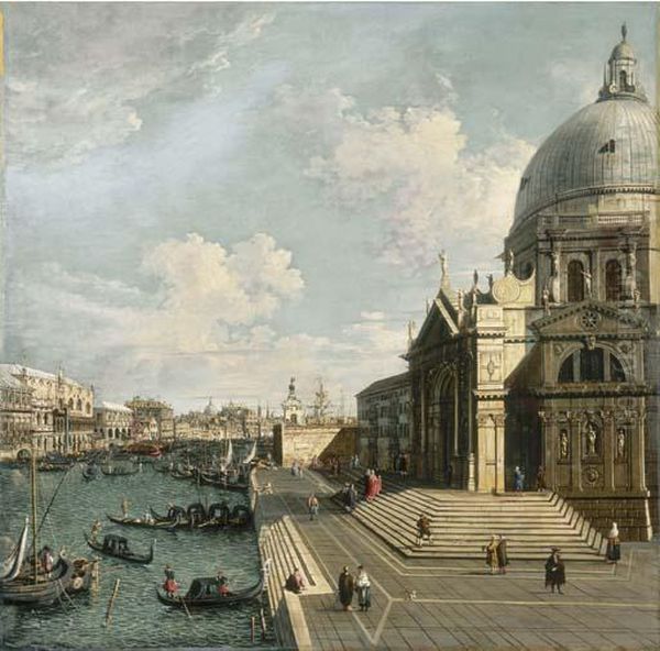 The Entrance Of The Grand Canal,
 Venice, Looking East With Santamaria Della Salute And The Dogana Oil Painting by (Giovanni Antonio Canal) Canaletto