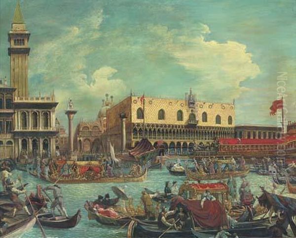 The Bucintoro Returning To The Molo On Ascension Day Oil Painting by (Giovanni Antonio Canal) Canaletto