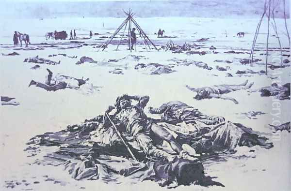 The Indian dead after The Wounded Knee Massacre Oil Painting by Mary Irvin