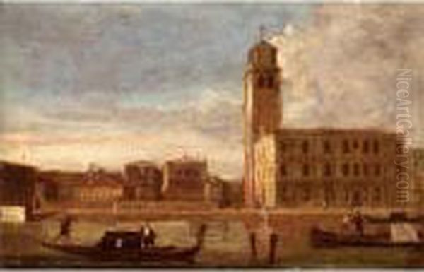 Venice, A View Of San Geremia On The Cannaregio Canal. Oil Painting by (Giovanni Antonio Canal) Canaletto