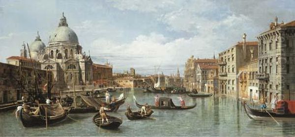 The Entrance To The Grand Canal, Venice, With The Church Of Santamaria Della Salute Oil Painting by (Giovanni Antonio Canal) Canaletto