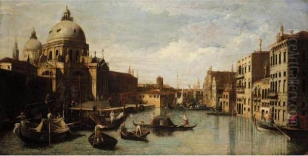 Venice, A View Of The Entrance 
Of The Grand Canal With The Church Of Santa Maria Della Salute, Looking 
West Oil Painting by (Giovanni Antonio Canal) Canaletto