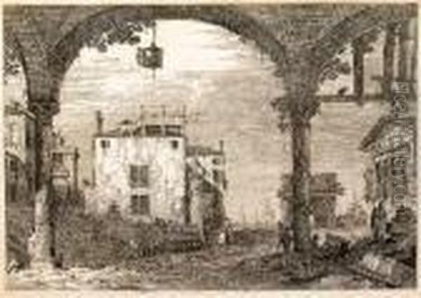 The Portico With The Lantern Oil Painting by (Giovanni Antonio Canal) Canaletto