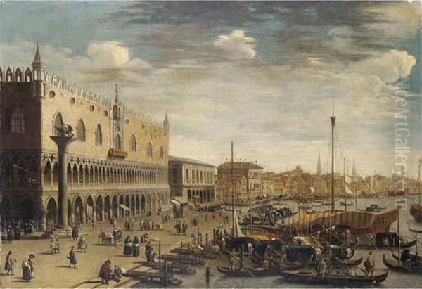 The Riva Degli Schiavoni, Venice, Looking East Oil Painting by (Giovanni Antonio Canal) Canaletto