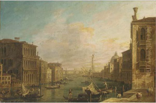 The Grand Canal, Venice, Looking East From The Campo Di S. Vio Towards The Bacino Oil Painting by (Giovanni Antonio Canal) Canaletto