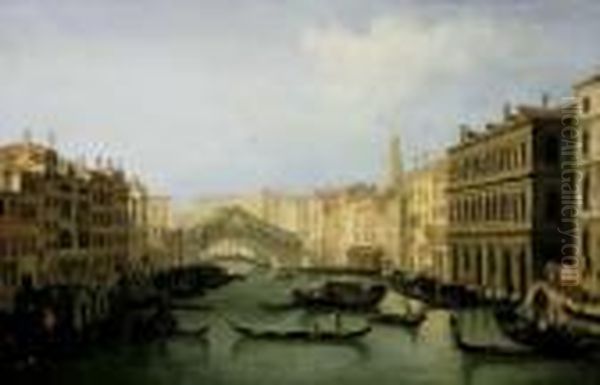 In Venedig. Die Rialtobrucke Von Suden. Oil Painting by (Giovanni Antonio Canal) Canaletto