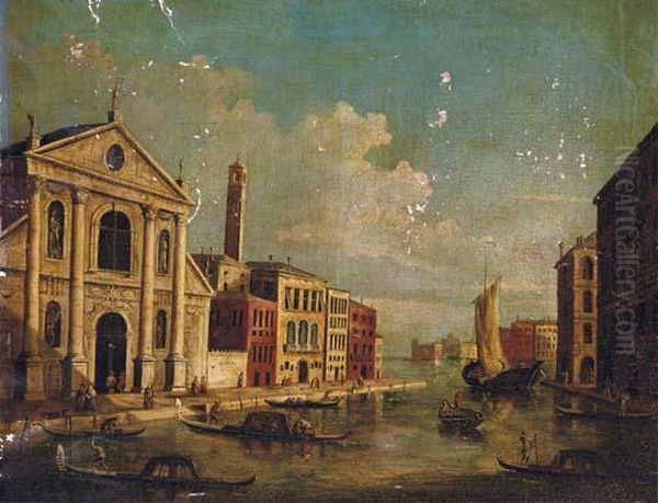 A Capriccio Of A Venetian Canal Oil Painting by (Giovanni Antonio Canal) Canaletto