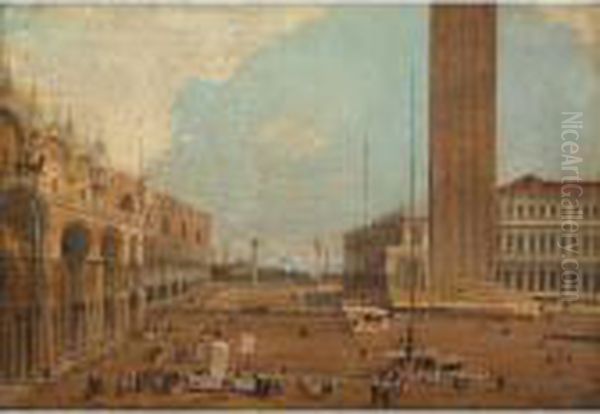 Venice, A View Of The Piazza Di San Marco, Looking South Oil Painting by (Giovanni Antonio Canal) Canaletto