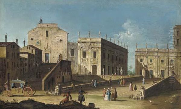 Rome, Santa Maria In Aracoeli And The Campidoglio Oil Painting by (Giovanni Antonio Canal) Canaletto