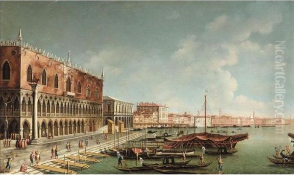 Venice, A View Of The Riva Degli Schiavoni, Looking East Oil Painting by (Giovanni Antonio Canal) Canaletto