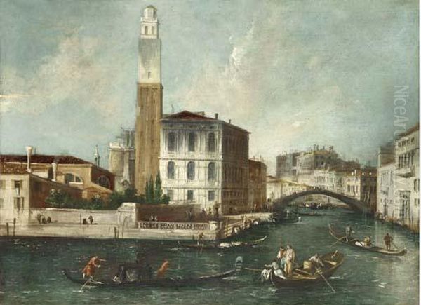 The Grand Canal, Venice, With The Church Of San Geremia Oil Painting by (Giovanni Antonio Canal) Canaletto