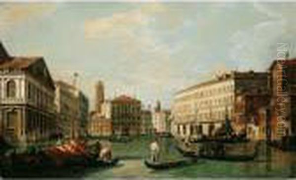 Venice, A View Of The Grand 
Canal Looking North From The Palazzo Rezzonico Towards The Palazzo Balbi Oil Painting by (Giovanni Antonio Canal) Canaletto