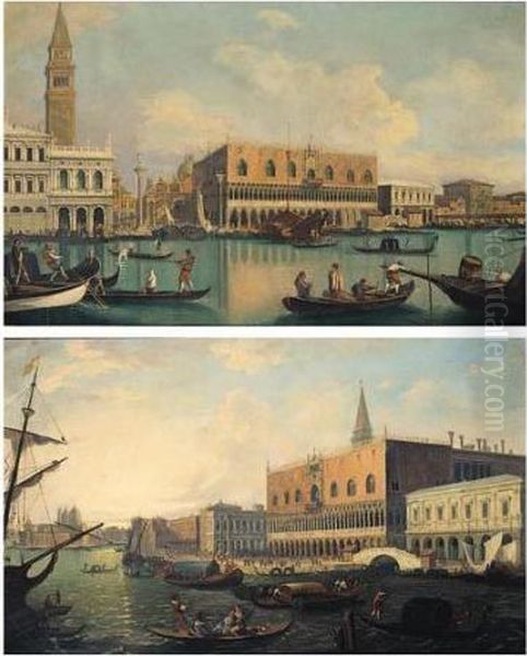 Venice, A View Of The Molo With The Doge's Palace, Looking West Oil Painting by (Giovanni Antonio Canal) Canaletto