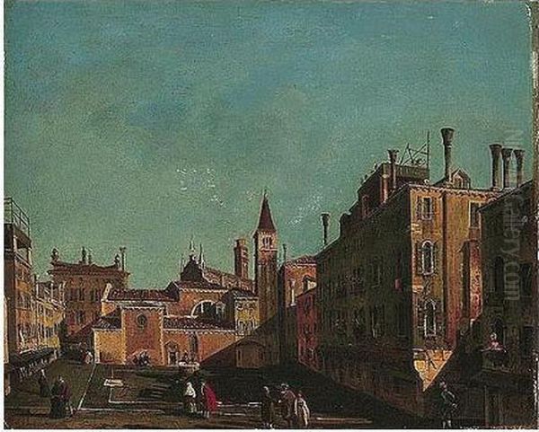 Venice, A View Of The Campo S. Stefanin Oil Painting by (Giovanni Antonio Canal) Canaletto