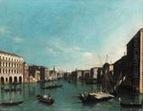 The Grand Canal, Venice, Looking
 South From The Palazzi Foscari Andmoro-lin To The Church Of Santa Maria
 Della Carita Oil Painting by (Giovanni Antonio Canal) Canaletto