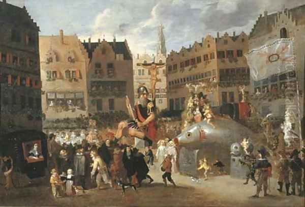 The Ommegang in Antwerp Oil Painting by Erasmus De Bie I