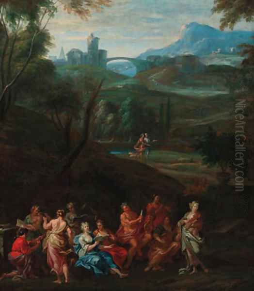 Apollo and the Muses on mount Parnassus Oil Painting by Hendrik van Balen