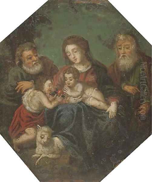 The Holy Family with Saint Joachim and the Infant Saint John the Baptist Oil Painting by Hendrik van Balen