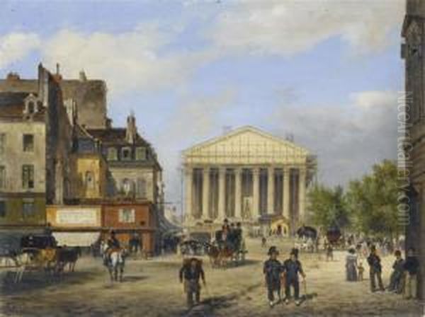 View Of Paris Overlooking The Madeleine. Oil Painting by Guiseppe Canella