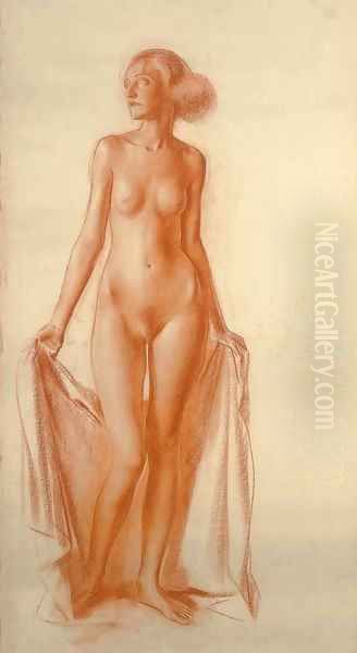 Standing Female Nude Oil Painting by Aleksandr Evgen'evich Iakovlev