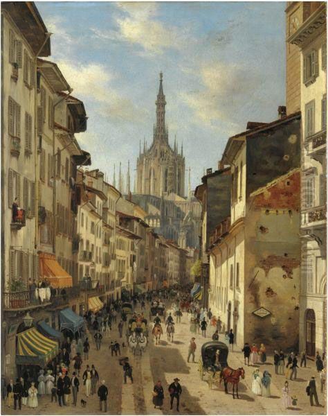 Corsia Dei Servi, Milano Oil Painting by Guiseppe Canella