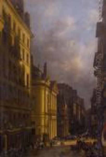 Veduta Di Rue Saint Honore Aparigi Oil Painting by Guiseppe Canella