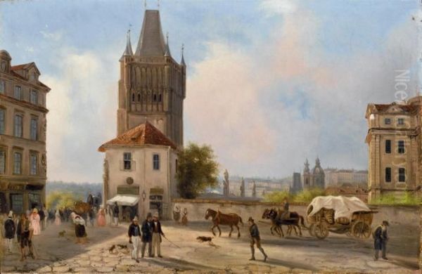 Veduta Di Praga Oil Painting by Guiseppe Canella