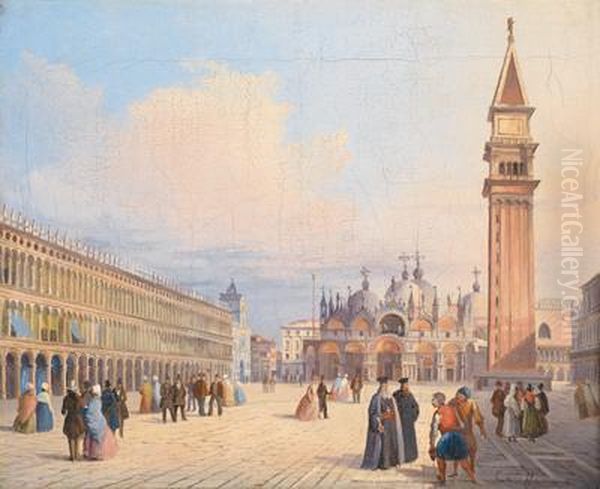 Die Piazza San Marcoin Venedig Oil Painting by Guiseppe Canella