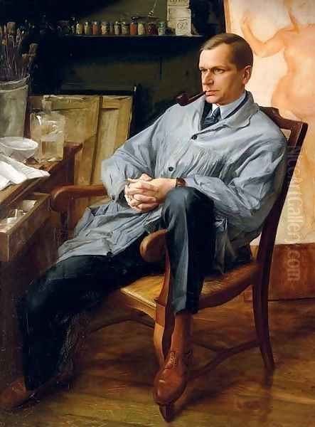 Portrait of Vasilii Shukhaev in his Studio Oil Painting by Aleksandr Evgen'evich Iakovlev