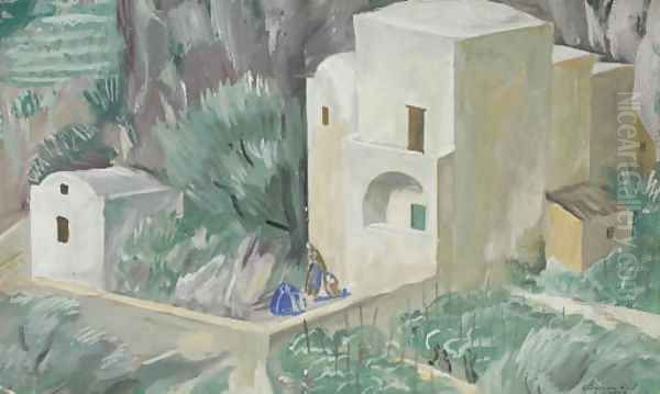 Etude pour des scenes de village a Capri Oil Painting by Aleksandr Evgen'evich Iakovlev