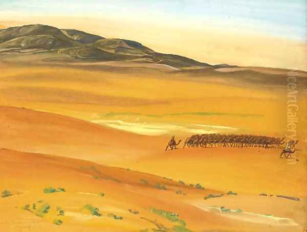 Le troupeau des chameaux, Sahara Oil Painting by Aleksandr Evgen'evich Iakovlev