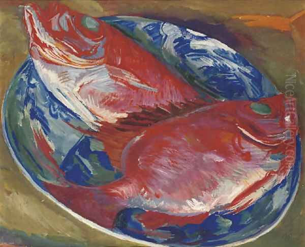 Still life with fish Oil Painting by Aleksandr Evgen'evich Iakovlev