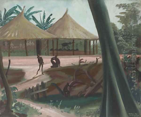 Etude de village d'Oubangui Chari Oil Painting by Aleksandr Evgen'evich Iakovlev