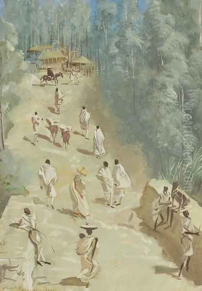 Etude de villages Ethiopiens, Addis-Abeba Oil Painting by Aleksandr Evgen'evich Iakovlev