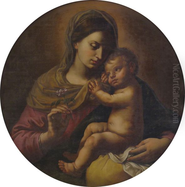 Madonna And Child Oil Painting by Simone Cantarini Il Pesarese