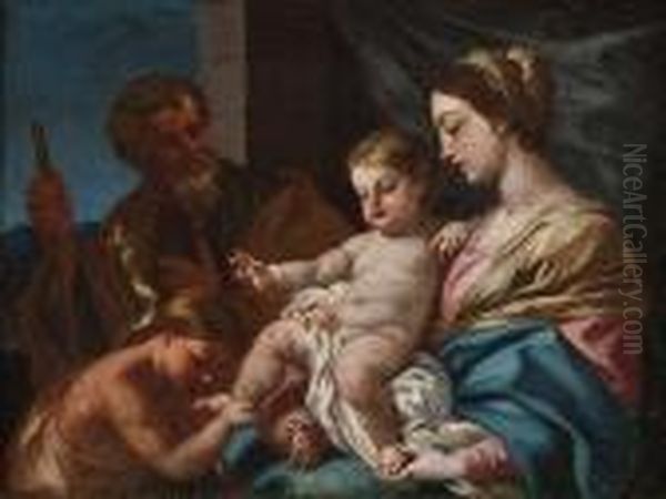 Sacra Famiglia Oil Painting by Simone Cantarini Il Pesarese