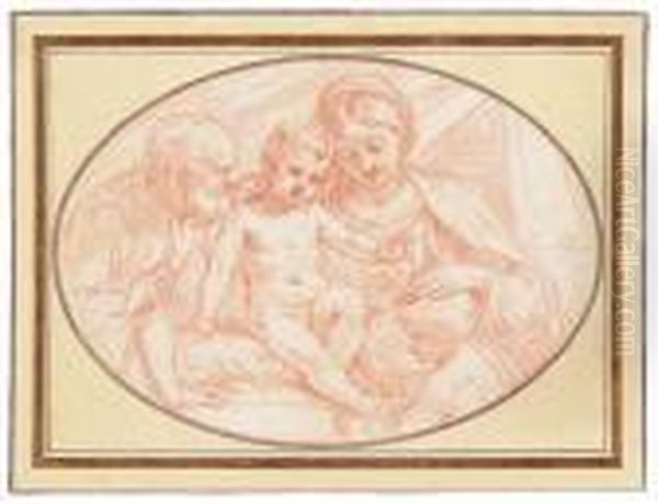 The Holy Family With The Infant Baptist Oil Painting by Simone Cantarini Il Pesarese