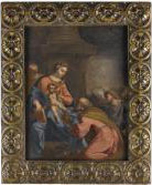 Adorazione Dei Magi Oil Painting by Simone Cantarini Il Pesarese