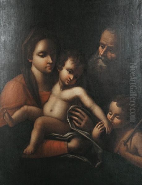 The Holy Family Oil Painting by Simone Cantarini Il Pesarese