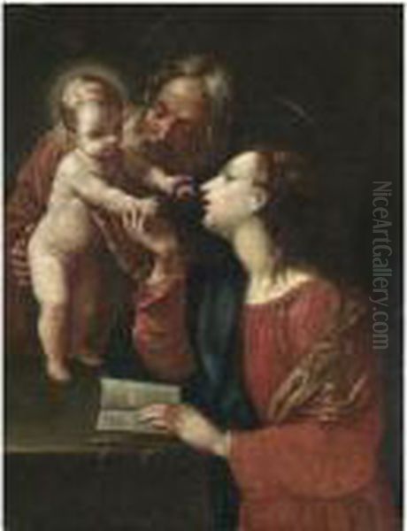 The Holy Family Oil Painting by Simone Cantarini Il Pesarese