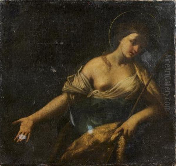 Jeune Bergere Oil Painting by Simone Cantarini Il Pesarese