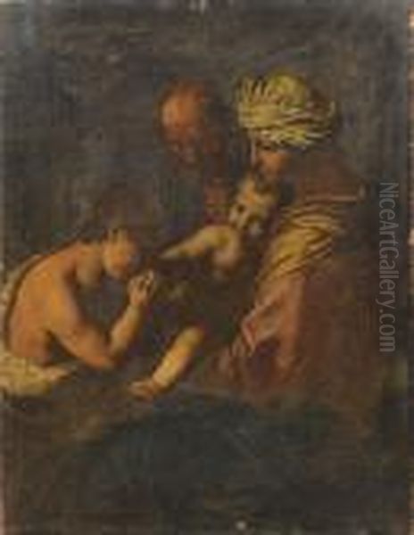 The Holy Family With The Infant Saint John The Baptist Oil Painting by Simone Cantarini Il Pesarese