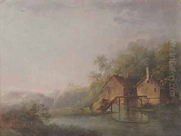 The old mill Oil Painting by Julius Caesar Ibbetson