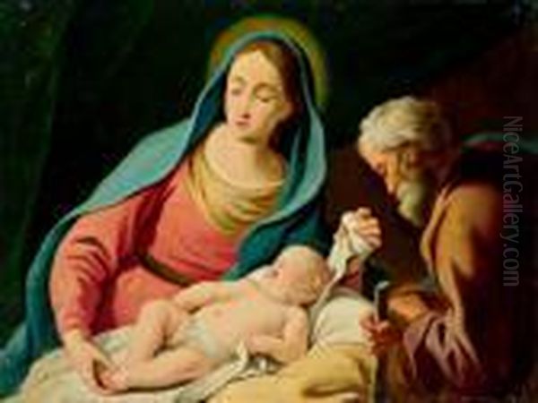 La Sacra Famiglia Oil Painting by Simone Cantarini Il Pesarese