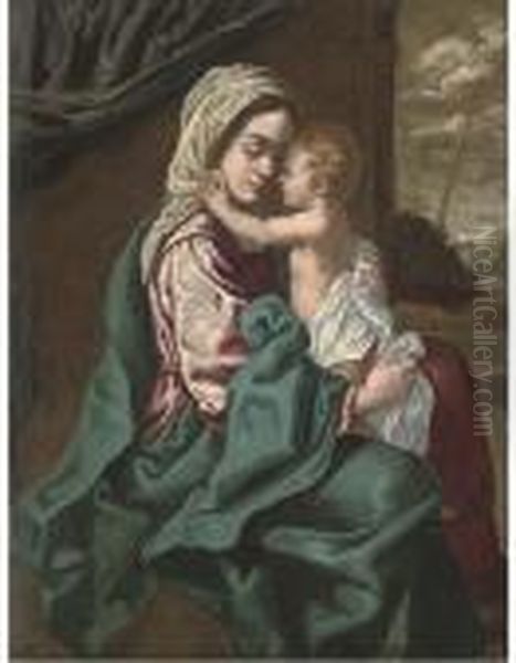 The Madonna And Child Oil Painting by Simone Cantarini Il Pesarese