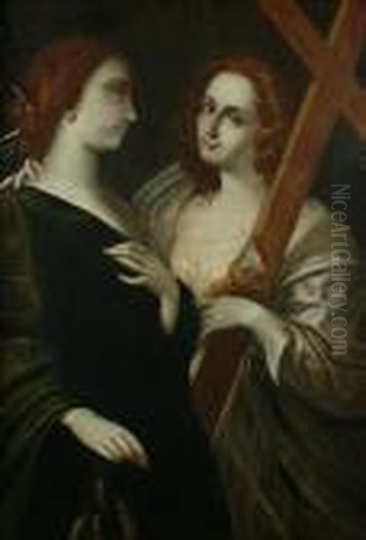 The Virgin And Mary Magdelene Oil Painting by Simone Cantarini Il Pesarese