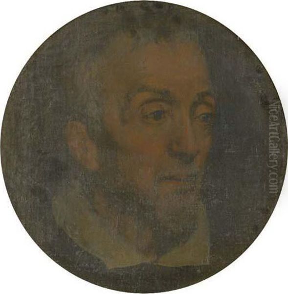 Portrait Of Guido Reni, Bust-length Oil Painting by Simone Cantarini Il Pesarese