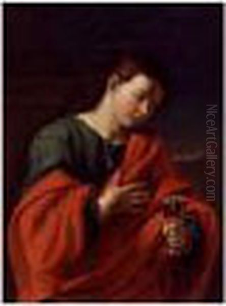 Saint John The Evangelist Oil Painting by Simone Cantarini Il Pesarese