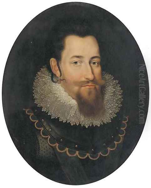 Portrait of Christian IV, King of Denmark and Norway (1577-1648) Oil Painting by Pieter Isaacsz