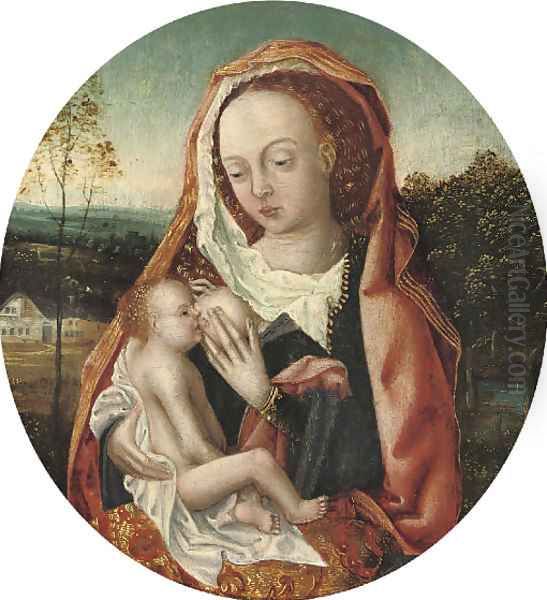 The Virgin and Child in a wooded landscape Oil Painting by Adriaen Isenbrandt (Ysenbrandt)